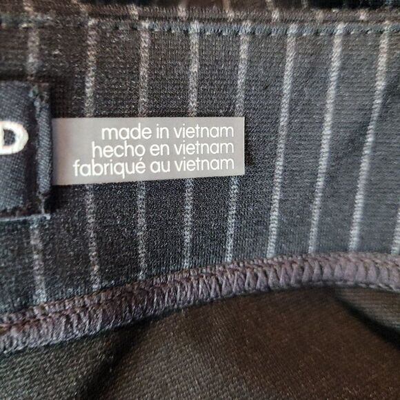 Karl‎ Lagerfeld Mid Rise Stretch Pants 16 XL Black Gray Pinstripe Faux Zippers - Picture 13 of 14